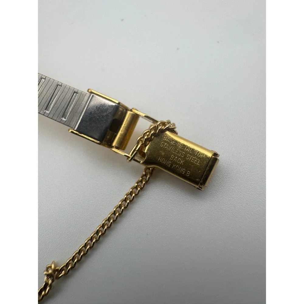 Vintage Pulsar Watch Ladies Gold Tone Black Dial NOS Working